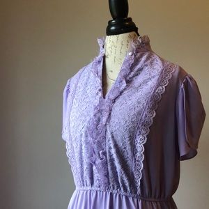 Vintage 80s Retro Purple Tulip Sleeve Dress